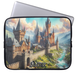 Medieval Castle i ett bergslandskap Laptop Fodral