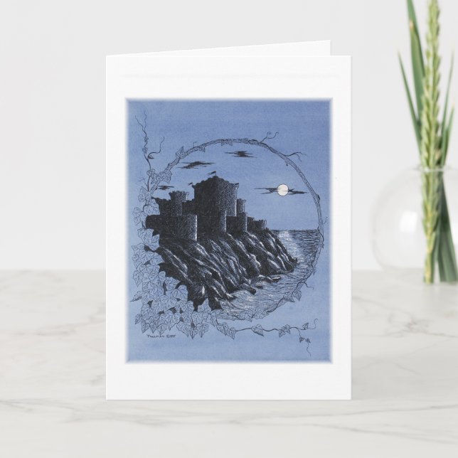 "Medieval Castle in Blue" - Tack för ditt kort (Framsida)
