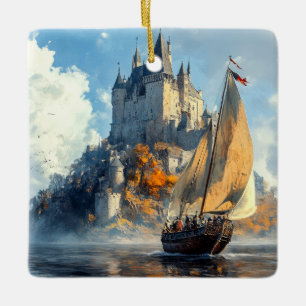 Medieval Castle Julgransprydnad Keramik
