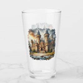 Medieval Castle vid Sunset med Atmosfärisk Himmel Glaskopp