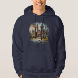 Medieval Castle vid Sunset med Atmosfärisk Himmel Hoodie