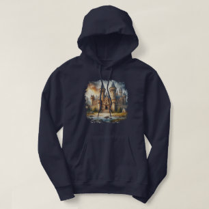 Medieval Castle vid Sunset med Atmosfärisk Himmel Hoodie