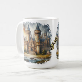 Medieval Castle vid Sunset med Atmosfärisk Himmel Kaffemugg