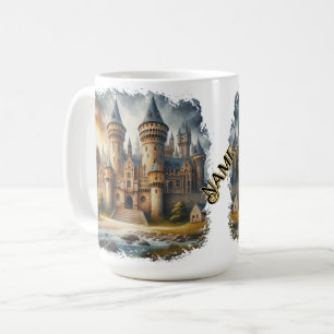 Medieval Castle vid Sunset med Atmosfärisk Himmel Kaffemugg