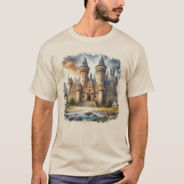 Medieval Castle vid Sunset med Atmosfärisk Himmel T Shirt