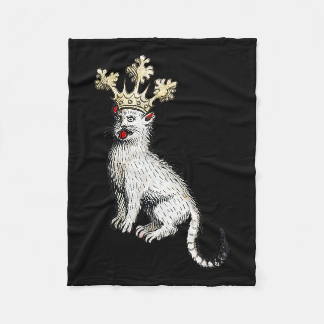 Medieval Cat Kung Antique Mitten Ålder Tyskland Fleecefilt (Framsidan)