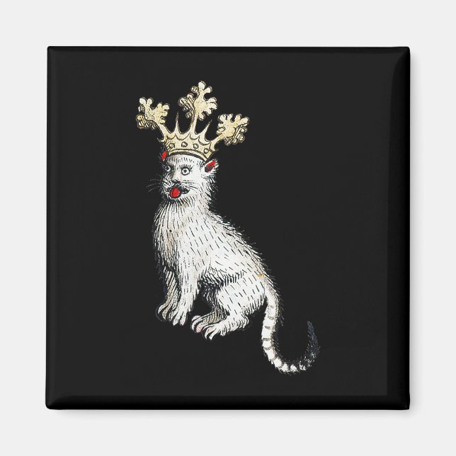 Medieval Cat Kung Antique Mitten Ålder Tyskland Magnet (Framsidan)