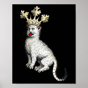 Medieval Cat Kung Antique Mitten Ålder Tyskland Poster