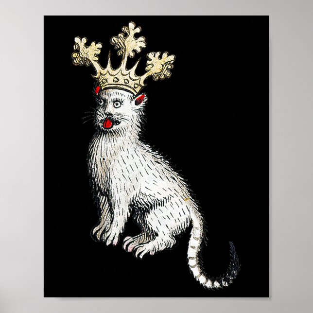 Medieval Cat Kung Antique Mitten Ålder Tyskland Poster (Framsidan)
