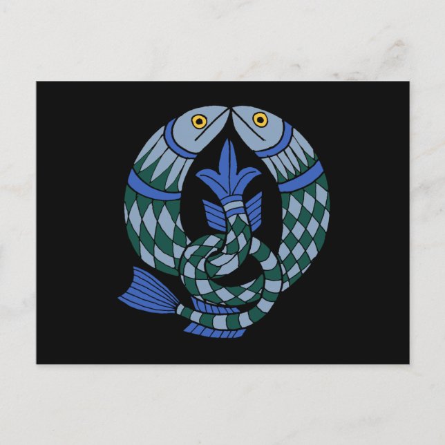 Medieval Celtic Knot Fish Vykort (Framsida)