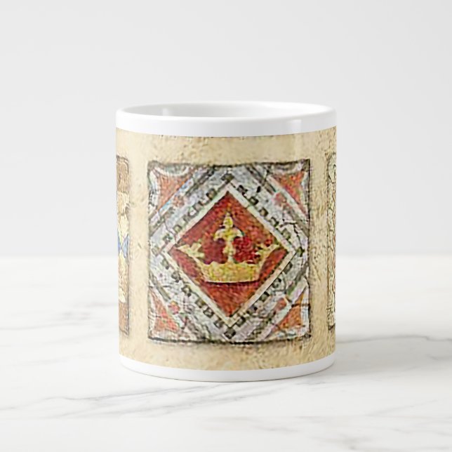 Medieval Ceramic Tile Krona Fleur De Lis Jumbo Mugg (Framsidan)