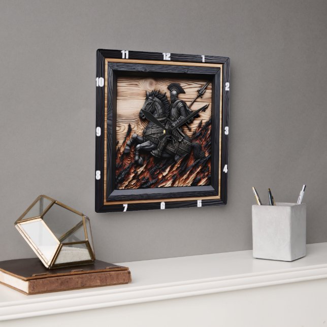 Medieval Charge: Anpassningsbar av träkonst Fyrkantig Klocka (Kontor)