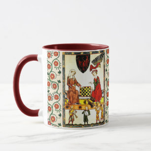 MEDIEVAL CHESS PLAYERS IN COURT MUGG