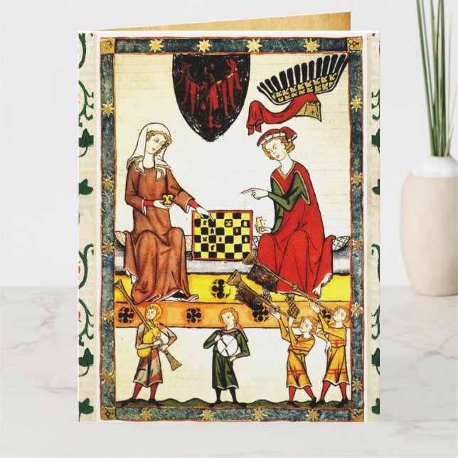 MEDIEVAL CHESS PLAYERS IN COURT PARCHMENT KORT (Framsida)