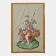 Medieval Chicken-Rider Kitchen Towel