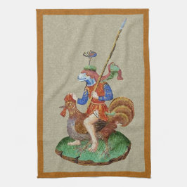 Medieval Chicken-Rider Kitchen Towel Kökshandduk