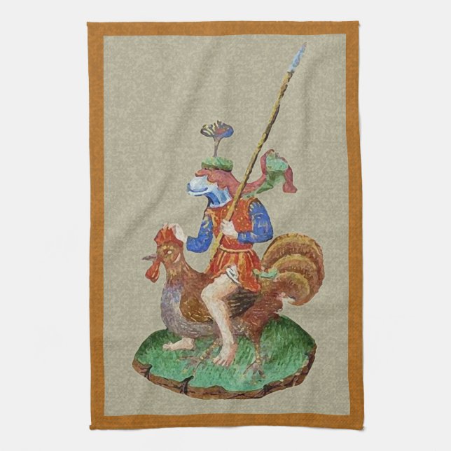 Medieval Chicken-Rider Kitchen Towel Kökshandduk (Vertikal)