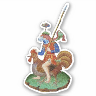 Medieval Chicken-Rider Vinyl Sticker Klistermärken