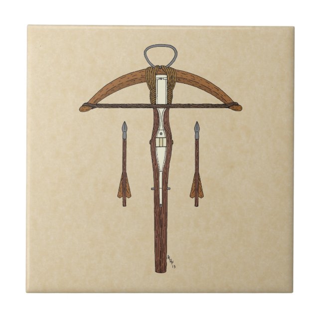 Medieval Crossbow med Bolts Kakelplatta (Framsidan)