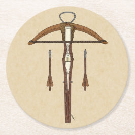 Medieval Crossbow med Bolts Underlägg Papper Rund