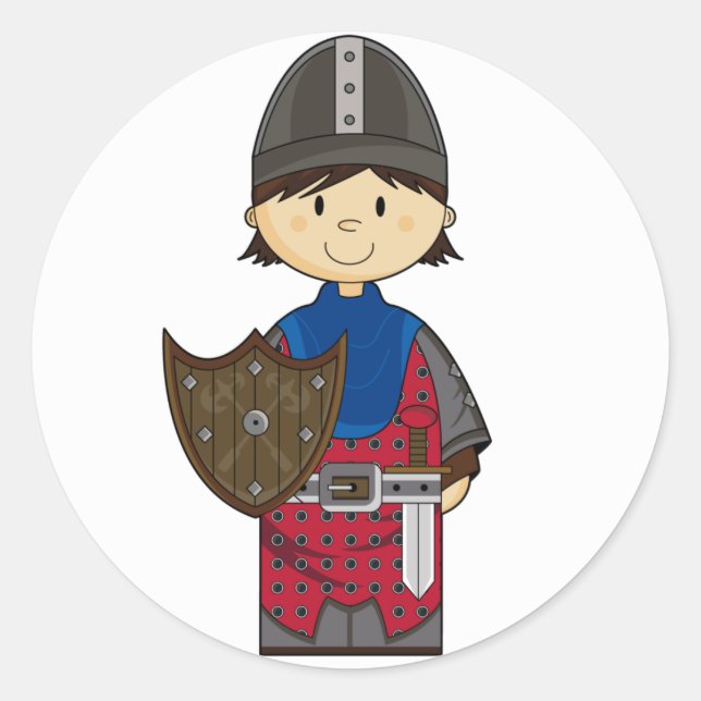 Medieval Crusader Knight Sticker Runt Klistermärke (Framsida)