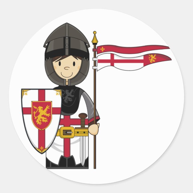 Medieval Crusader Knight Sticker Runt Klistermärke (Framsida)
