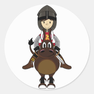 Medieval Crusader Knight Sticker Runt Klistermärke