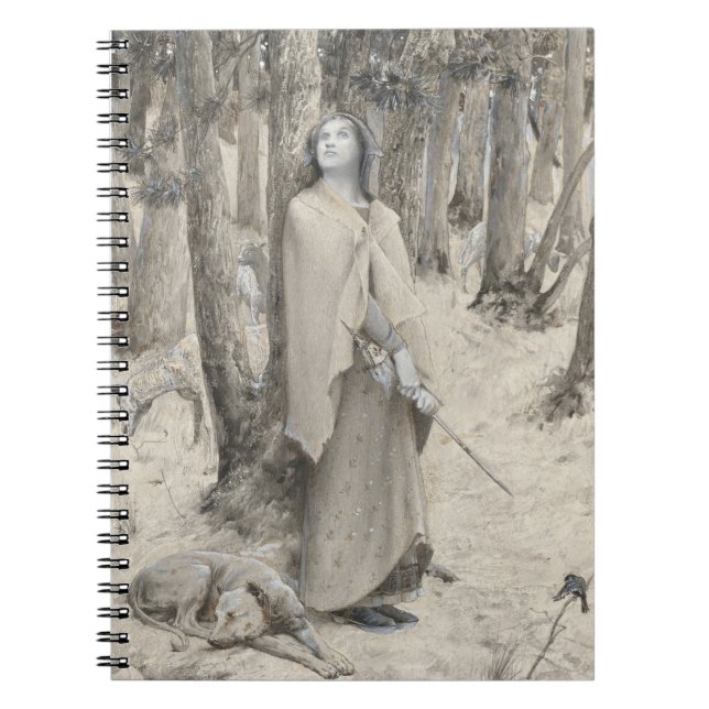 Medieval Dam Warrior Forest Monochrome Art Anteckningsbok (Framsidan)