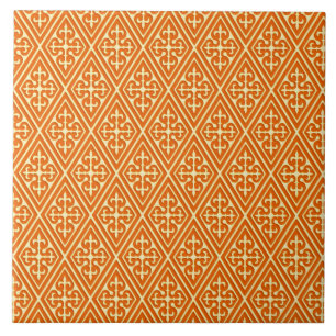 Medieval Damask Diamonds, mandarin orange Kakelplatta
