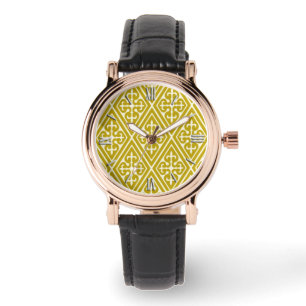 Medieval Damask Diamonds, senap guld Armbandsur
