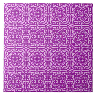 Medieval Damask Fleur-de-lis, ametyst lila Kakelplatta