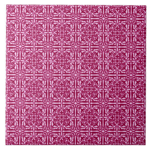 Medieval Damask Fleur-de-lis, burgundy vin Kakelplatta