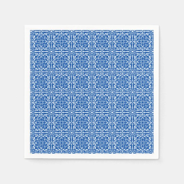 Medieval Damask Fleur-de-lis, koboltblått Pappersservett (Framsidan)