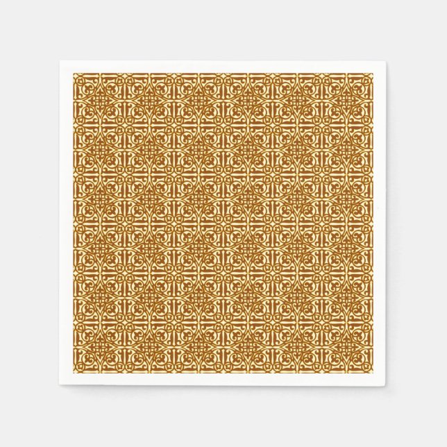 Medieval Damask Fleur-de-lis, koppar och grädde Pappersservett (Framsidan)