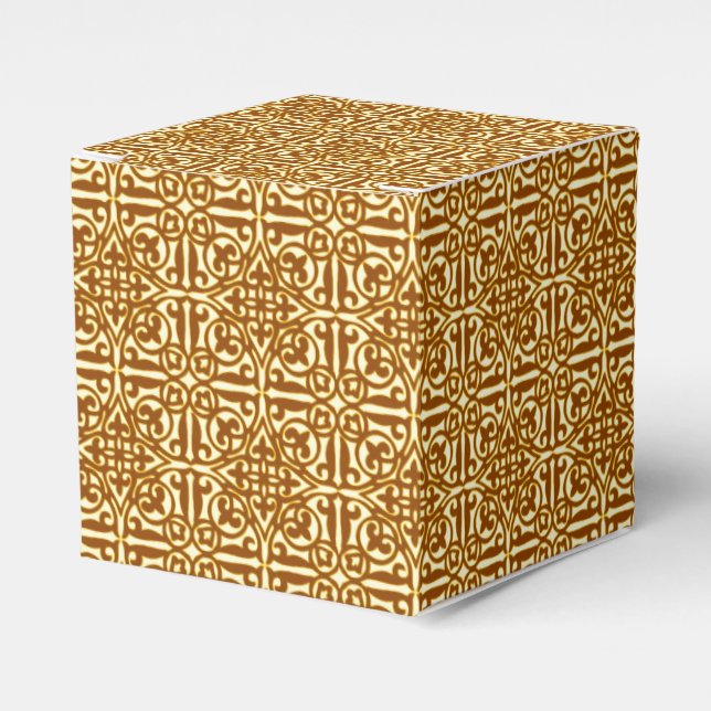 Medieval Damask Fleur-de-lis, koppar och grädde Presentaskar (Framsidan Sidan)