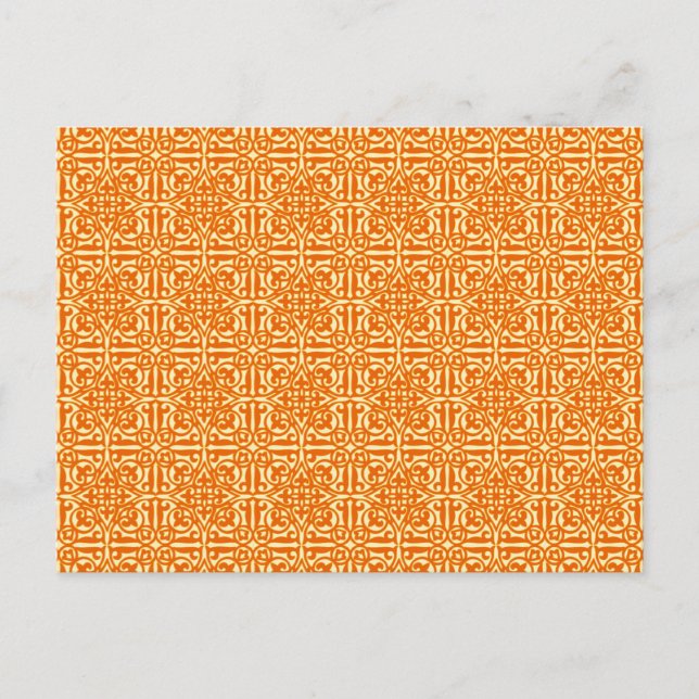 Medieval Damask Fleur-de-lis, mandarin orange Vykort (Framsida)