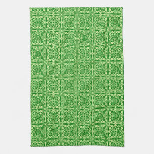 Medieval Damask Fleur-de-lis, mörk gräs grönten Kökshandduk