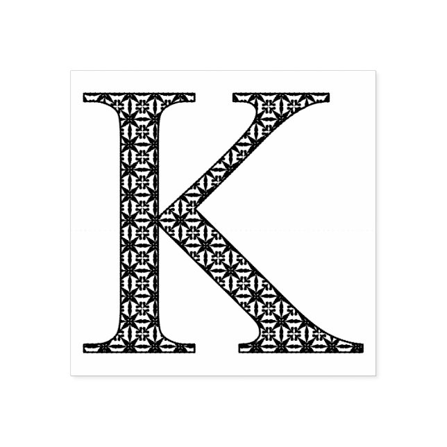 Medieval Damask Monogram Brev K Stämpel (Tryck)