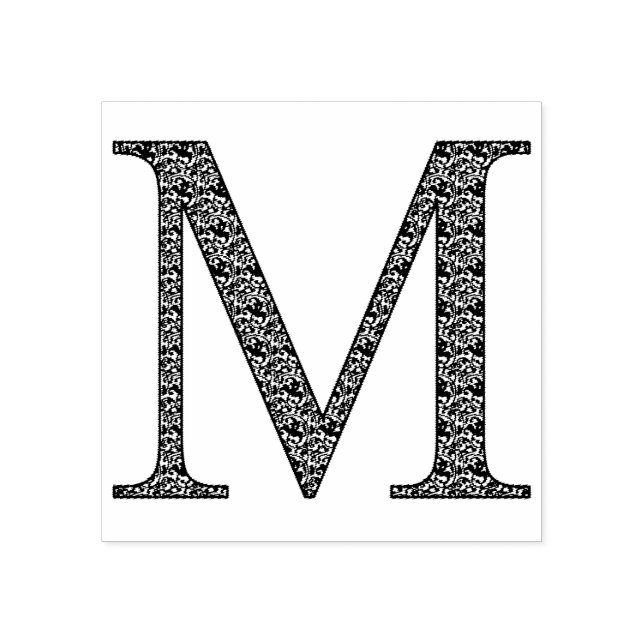 Medieval Damask Monogram Brev M Stämpel (Tryck)