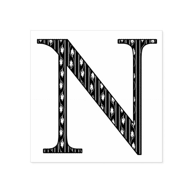 Medieval Damask Monogram Brev N Stämpel (Tryck)