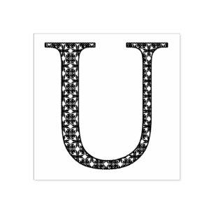Medieval Damask Monogram Brev U Stämpel