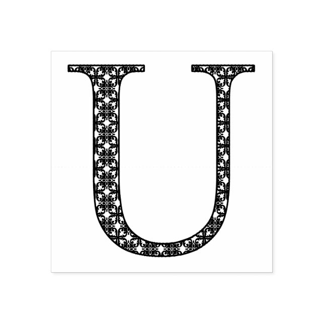 Medieval Damask Monogram Brev U Stämpel (Tryck)