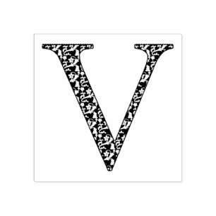 Medieval Damask Monogram Brev V Stämpel