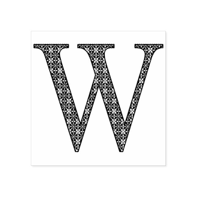 Medieval Damask Monogram Brev W Stämpel (Tryck)