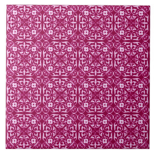 Medieval Damask-mönster, burgundy vin Kakelplatta