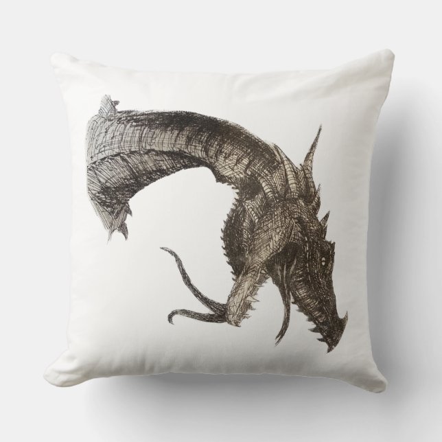 Medieval Dragon Head Kudde (Framsida)