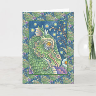 MEDIEVAL DRAGON HEAD PORTRÄTT, WHIMSICAL FANTASY KORT