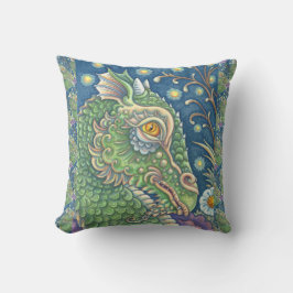 MEDIEVAL DRAGON HEAD PORTRÄTT, WHIMSICAL FANTASY KUDDE