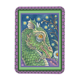 MEDIEVAL DRAGON HEAD PORTRÄTT, WHIMSICAL FANTASY MAGNET