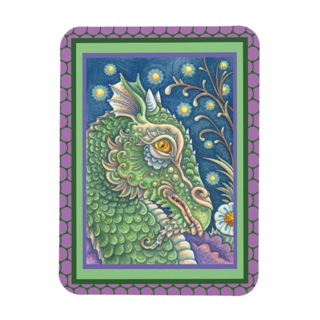 MEDIEVAL DRAGON HEAD PORTRÄTT, WHIMSICAL FANTASY MAGNET (Vertikal)